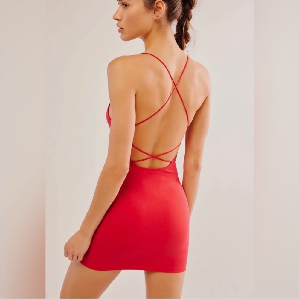 FP Intimately- NWOT Red Bodycon Mini Cris’s Cross Dress - S